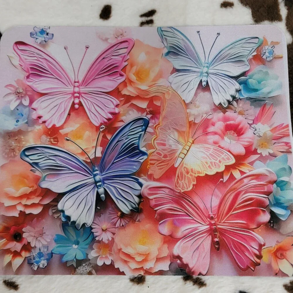 Pastel Butterfly Non Slip Custom Mouse Pad